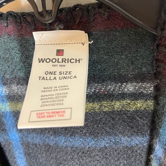 Woolrich blanket shawl wrap plaid red blue black green, one size - Picture 6 of 8